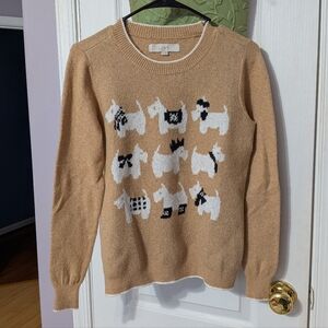 Loft Tan Sweater with Dog Pattern